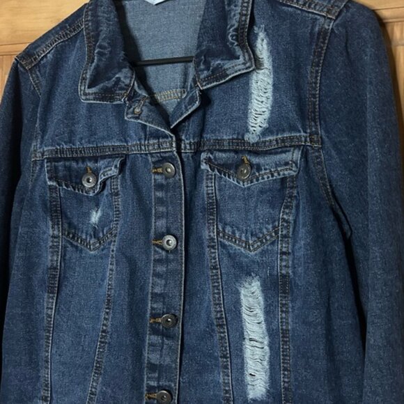 Distressed Highway Jeans Blue Jean Jacket 100% cotton - Picture 2 of 7